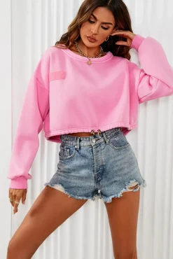 Perfectly Oversized Cropped Sweatshirt In Pink