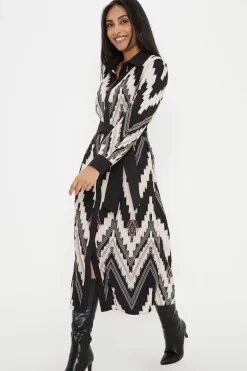 Petite Abstract Belted Shirt Dress