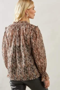 Petite Abstract Button Through Blouse