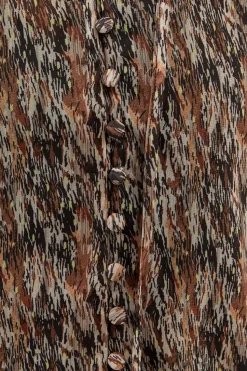 Petite Abstract Button Through Blouse