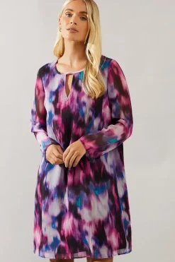 Petite Abstract Keyhole Detail Shift Dress