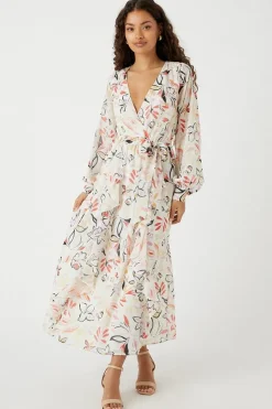 Petite Abstract Printed Ruffle Front Maxi Dress