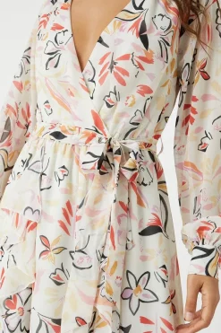 Petite Abstract Printed Ruffle Front Maxi Dress