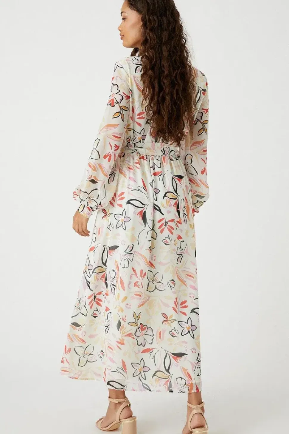 Petite Abstract Printed Ruffle Front Maxi Dress