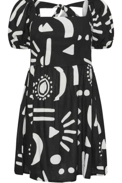 Petite Abstract Print Linen Mini Dress
