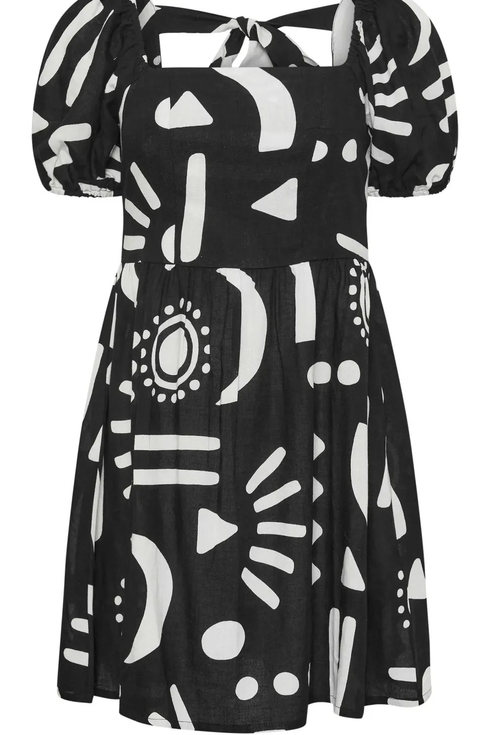 Petite Abstract Print Linen Mini Dress