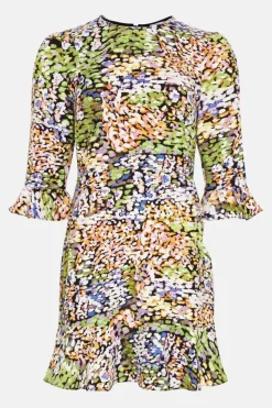Petite Abstract Smudge Print Mini Flippy Dress