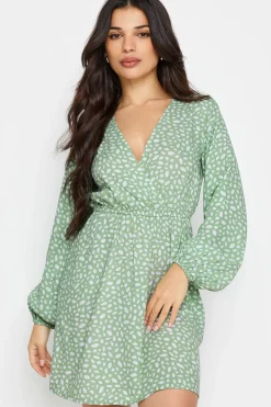 Petite Abstract Spot Print Mini Wrap Dress
