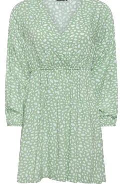 Petite Abstract Spot Print Mini Wrap Dress