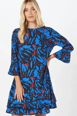 Petite Abstract Tiered Shift Dress