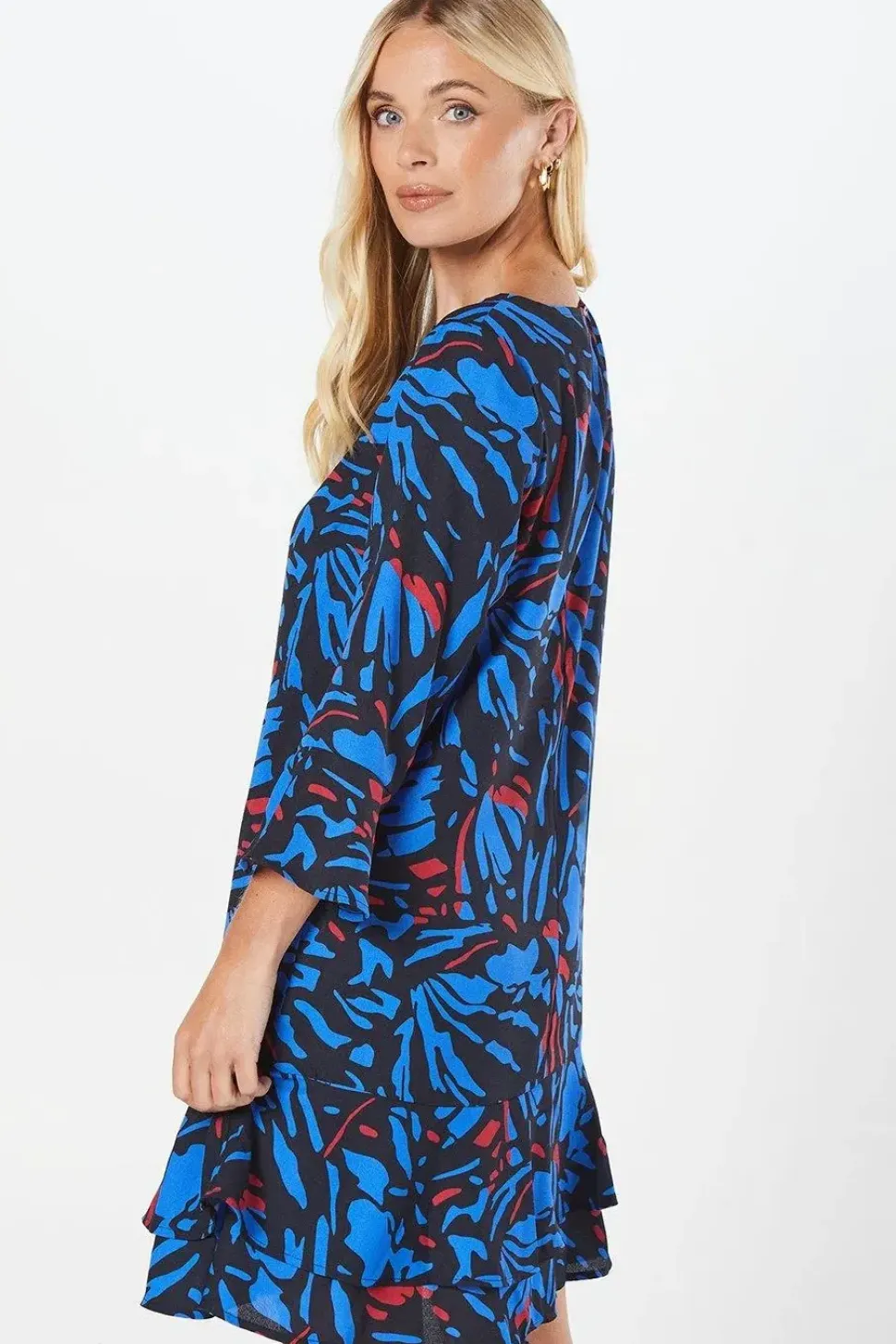 Petite Abstract Tiered Shift Dress
