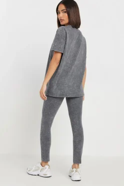 Petite Acid Wash Leggings Set