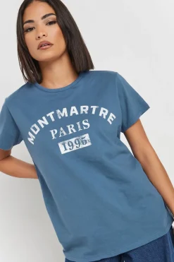 Petite Acid Wash Slogan T-Shirt