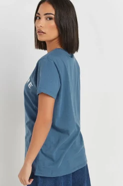 Petite Acid Wash Slogan T-Shirt