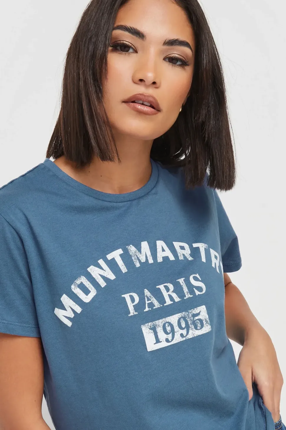 Petite Acid Wash Slogan T-Shirt