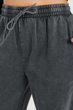 Petite Acid Wash Wide Leg Joggers
