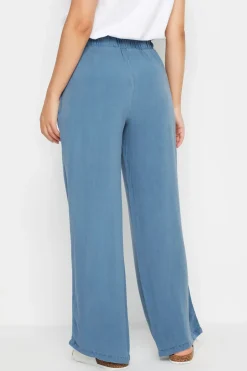 Petite Acid Wash Wide Leg Trousers