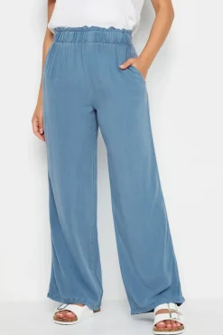 Petite Acid Wash Wide Leg Trousers
