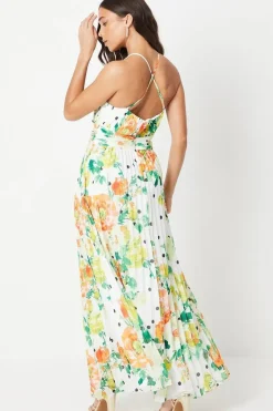 Petite All Over Pleated Georgette Halter Neck Maxi Dress