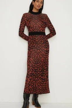 Petite Animal Jacquard Open Back Midaxi Dress
