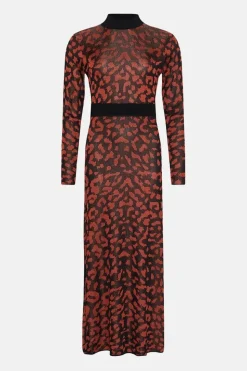 Petite Animal Jacquard Open Back Midaxi Dress