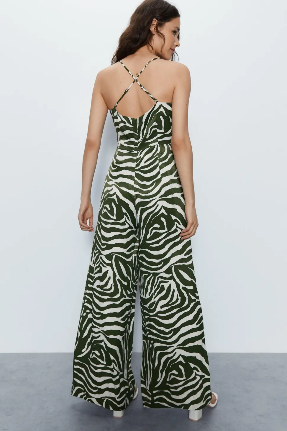 Petite Animal Print Satin Cowl Jumpsuit