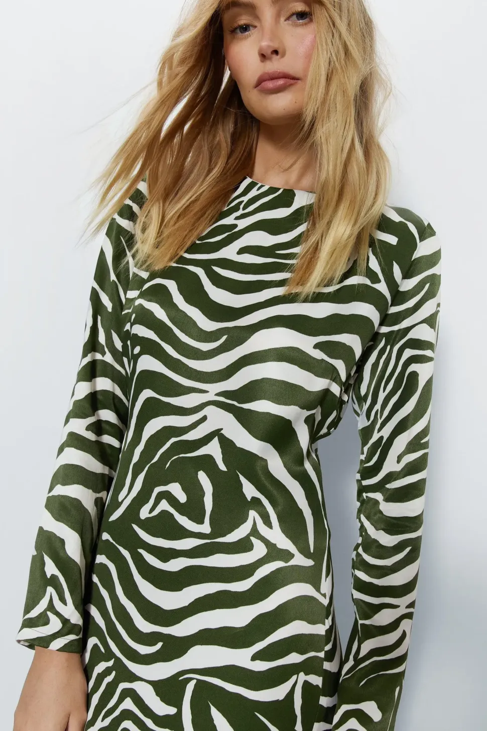 Petite Animal Print Satin Split Column Dress