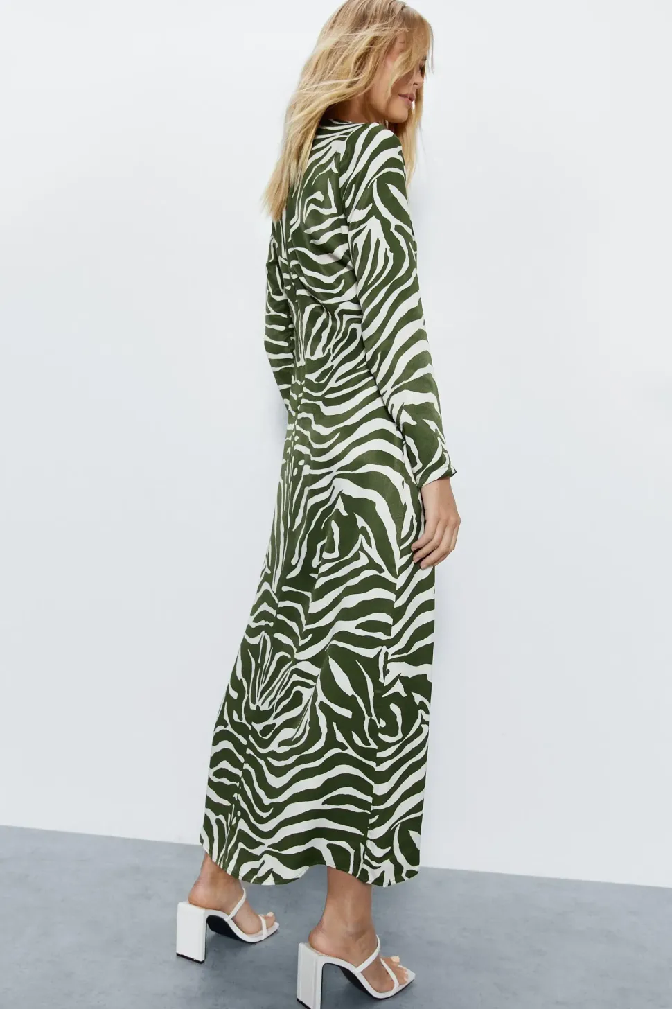 Petite Animal Print Satin Split Column Dress