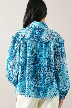 Petite Animal Print Tie Front Blouse