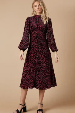 Petite Animal Velvet Cutout Back Midi Dress