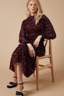 Petite Animal Velvet Cutout Back Midi Dress