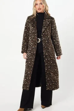 Petite Animal Wool Midi Coat