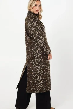 Petite Animal Wool Midi Coat