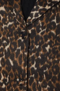 Petite Animal Wool Midi Coat