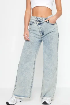 Petite Asymmetric Waist Jeans