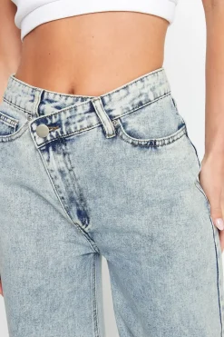 Petite Asymmetric Waist Jeans