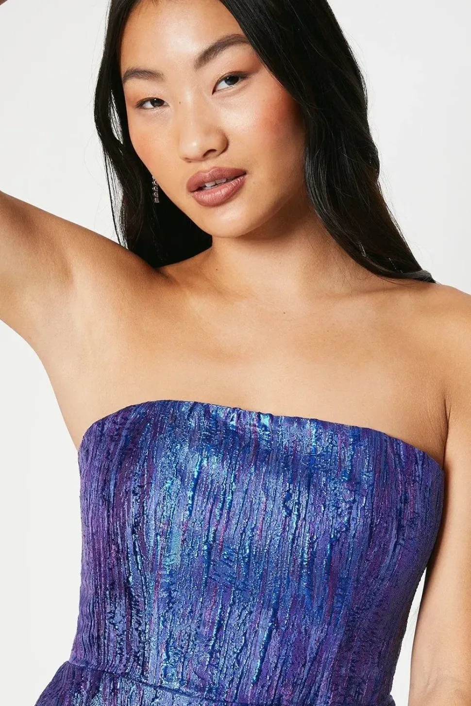 Petite Bandeau Jacquard Midi Dress
