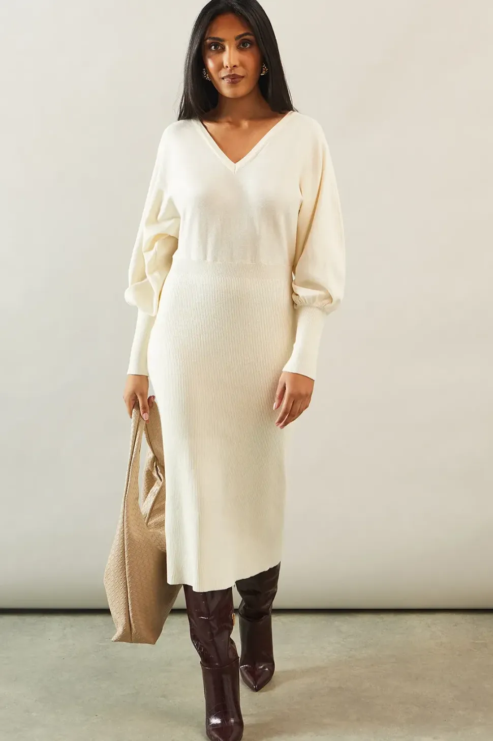 Petite Batwing Midi Jumper Dress