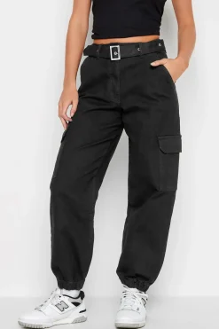 Petite Belted Cargo Jeans