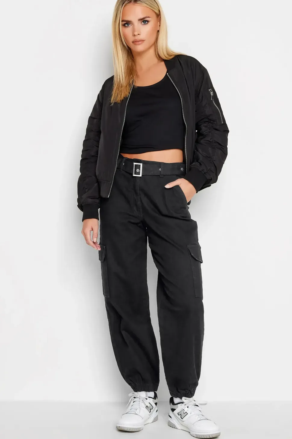 Petite Belted Cargo Jeans