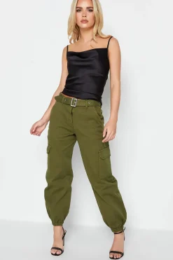 Petite Belted Cargo Jeans