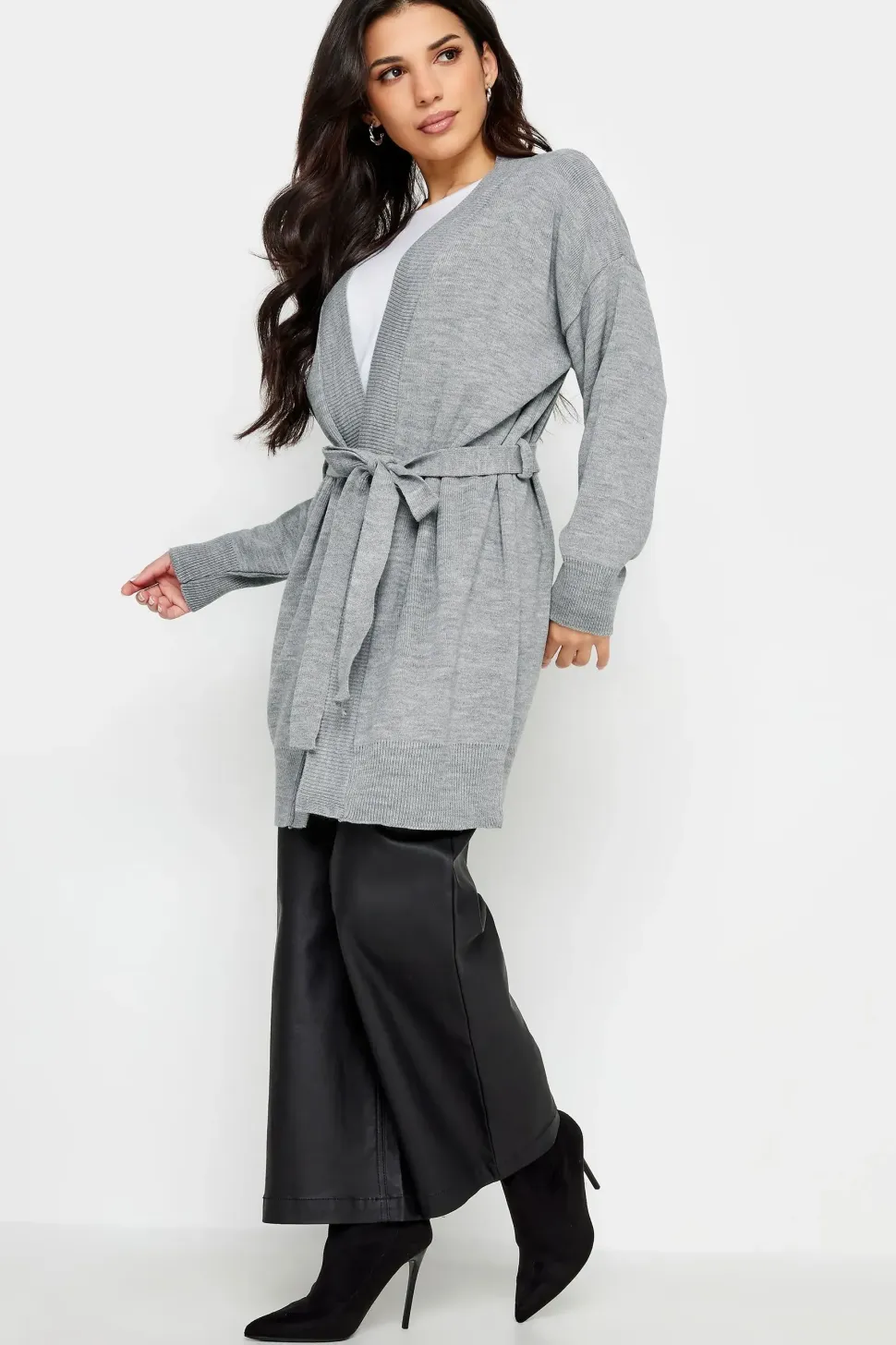 Petite Belted Midi Cardigan