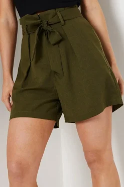 Petite Belted Paperbag Waist Shorts