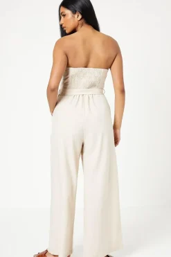 Petite Belted Wide Leg Jumpsuit