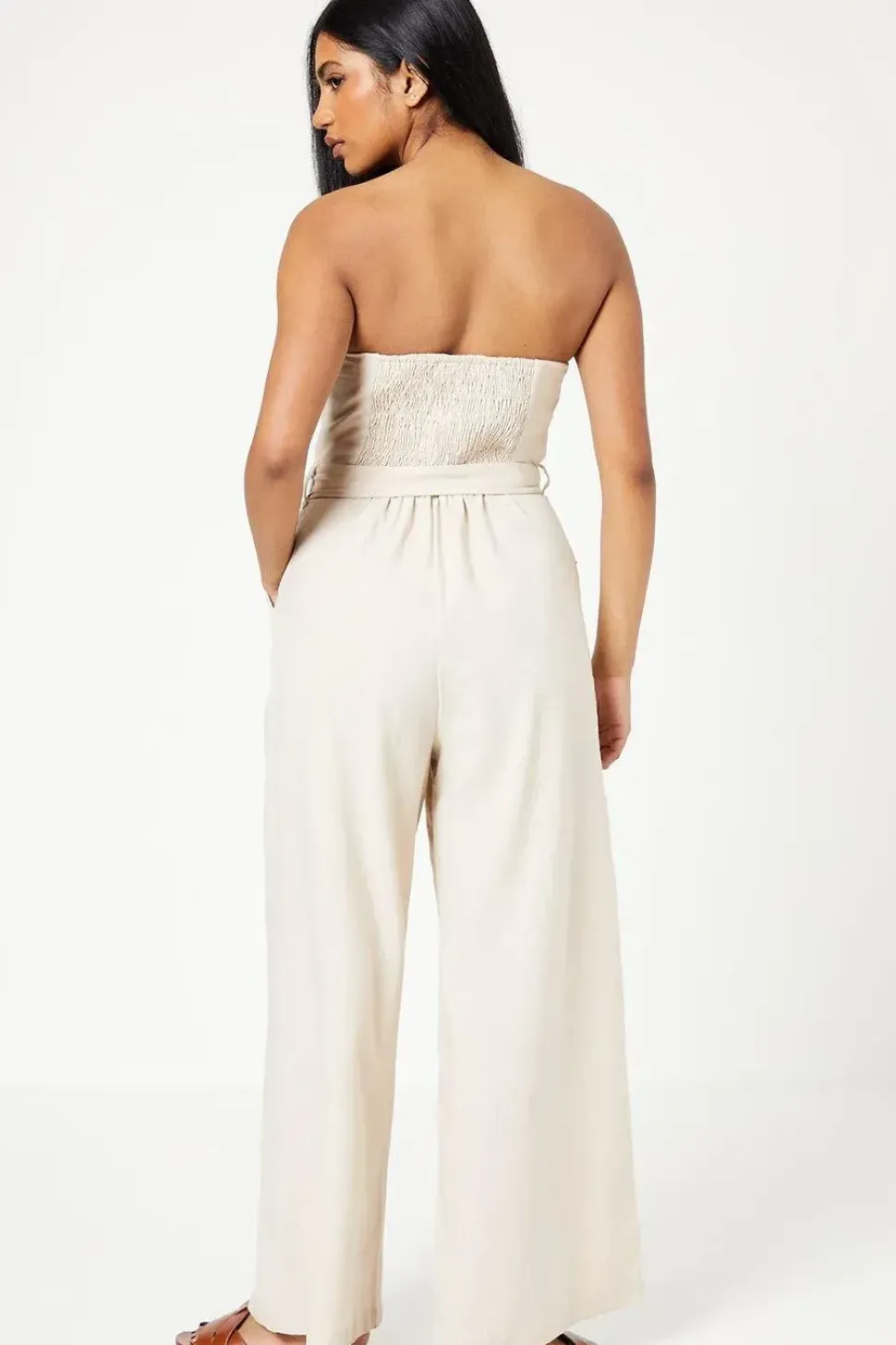 Petite Belted Wide Leg Jumpsuit