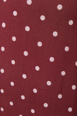 Petite Berry Spot Shirred Cuff Midi Dress