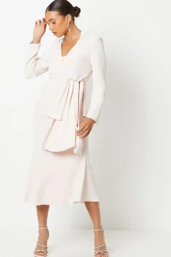 Petite Bias Cut Lightweight Crepe Midi Skirt