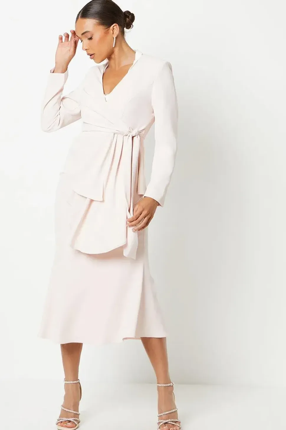 Petite Bias Cut Lightweight Crepe Midi Skirt