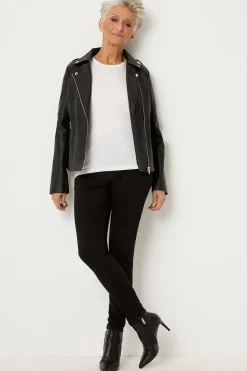 Petite Black Faux Leather Biker Jacket