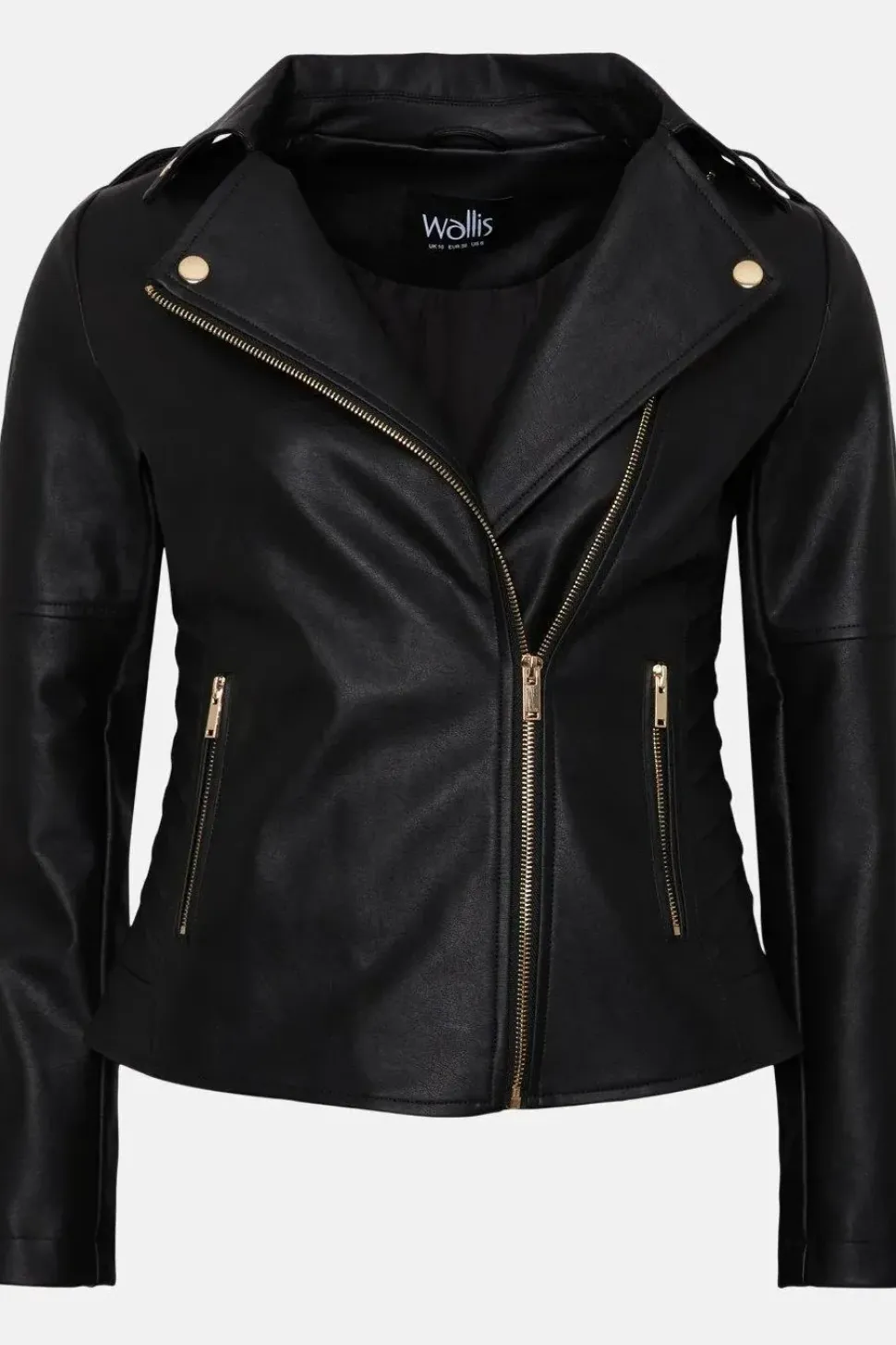Petite Black Faux Leather Biker Jacket